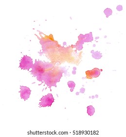 Colorful abstract watercolor texture with splashes and spatters. Modern creative watercolor background for trendy design.