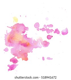 Colorful abstract watercolor texture with splashes and spatters. Modern creative watercolor background for trendy design.