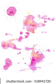 Colorful abstract watercolor texture with splashes and spatters. Modern creative watercolor background for trendy design.