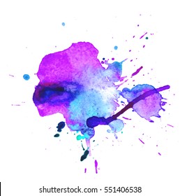 Colorful abstract watercolor texture with splashes and spatters. Modern creative watercolor background for trendy design.