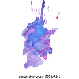 Colorful abstract watercolor texture with splashes and spatters. Modern creative watercolor background for trendy design.