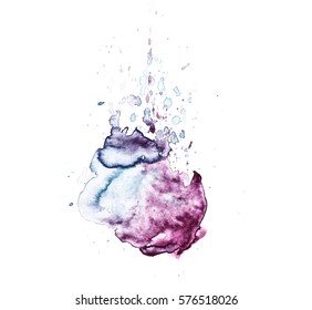 Colorful abstract watercolor texture with splashes and spatters. Modern creative watercolor background for trendy design.
