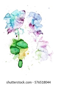 Colorful abstract watercolor texture with splashes and spatters. Modern creative watercolor background for trendy design.