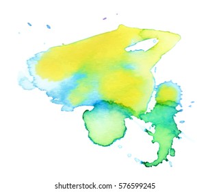 Colorful abstract watercolor texture with splashes and spatters. Modern creative watercolor background for trendy design.