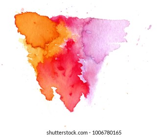 Colorful abstract watercolor texture stain with splashes and spatters. Modern creative watercolor background for trendy design.