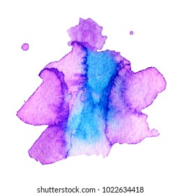 Colorful abstract watercolor texture stain with splashes and spatters. Modern creative watercolor background for trendy design.