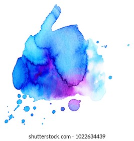 Colorful abstract watercolor texture stain with splashes and spatters. Modern creative watercolor background for trendy design.