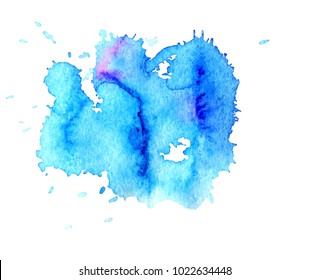 Colorful abstract watercolor texture stain with splashes and spatters. Modern creative watercolor background for trendy design.