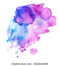 Colorful abstract watercolor texture stain with splashes and spatters. Modern creative watercolor background for trendy design.