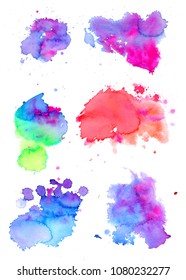Colorful abstract watercolor texture stain with splashes and spatters. Modern creative watercolor background for trendy design.