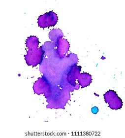 Colorful abstract watercolor texture stain with splashes and spatters. Modern creative watercolor background for trendy design.