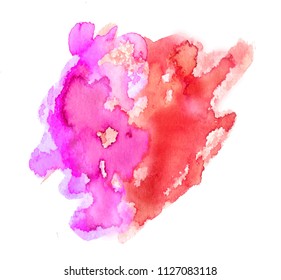 Colorful abstract watercolor texture stain with splashes and spatters. Modern creative watercolor background for trendy design.
