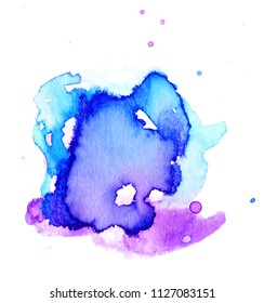 Colorful abstract watercolor texture stain with splashes and spatters. Modern creative watercolor background for trendy design.