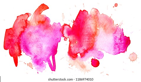 Colorful abstract watercolor texture stain with splashes and spatters. Modern creative watercolor background for trendy design.