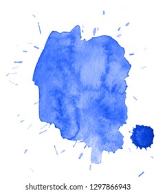 Colorful abstract watercolor texture stain with splashes and spatters. Modern creative watercolor background for trendy design.