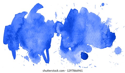 Colorful abstract watercolor texture stain with splashes and spatters. Modern creative watercolor background for trendy design.