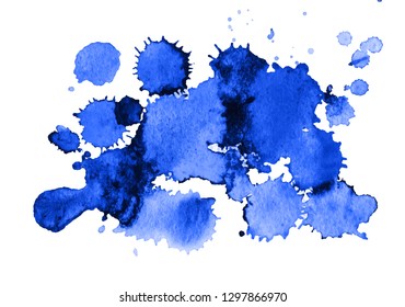 Colorful abstract watercolor texture stain with splashes and spatters. Modern creative watercolor background for trendy design.