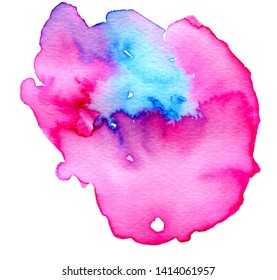 Colorful abstract watercolor texture stain with splashes and spatters. Modern creative watercolor background for trendy design.