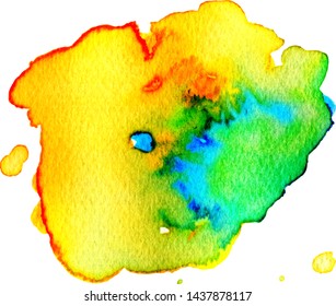 Colorful abstract watercolor texture stain with splashes and spatters. Modern creative watercolor background for trendy design.