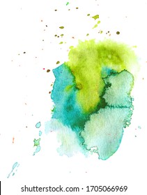Colorful abstract watercolor texture stain with splashes and spatters.