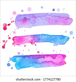Colorful abstract watercolor texture stain with splashes and spatters. Modern creative watercolor background for trendy design.
