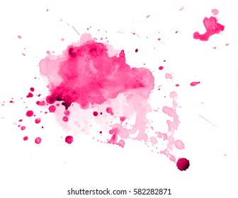 Colorful abstract watercolor texture stain with splashes and spatters. Modern creative watercolor background for trendy design.