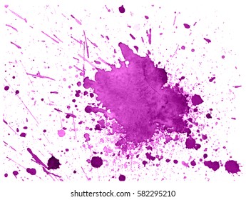 Colorful abstract watercolor texture stain with splashes and spatters. Modern creative watercolor background for trendy design.