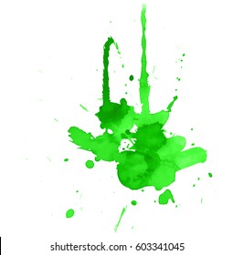 Colorful abstract watercolor texture stain with splashes and spatters. Modern creative watercolor background for trendy design.