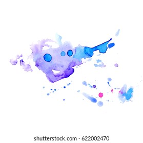 Colorful abstract watercolor texture stain with splashes and spatters. Modern creative watercolor background for trendy design.
