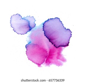 Colorful abstract watercolor texture stain with splashes and spatters. Modern creative watercolor background for trendy design.