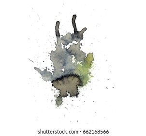 Colorful abstract watercolor texture stain with splashes and spatters. Modern creative watercolor background for trendy design.