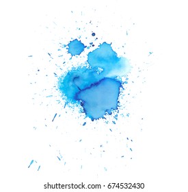 Colorful abstract watercolor texture stain with splashes and spatters. Modern creative watercolor background for trendy design.