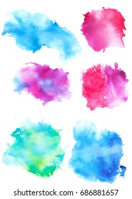 Colorful abstract watercolor texture stain with splashes and spatters. Modern creative watercolor background for trendy design.