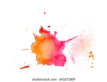 Colorful abstract watercolor texture stain with splashes and spatters. Modern creative watercolor background for trendy design.