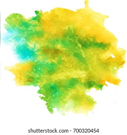 Colorful abstract watercolor texture stain with splashes and spatters. Modern creative watercolor background for trendy design.