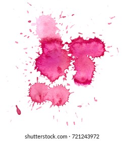 Colorful abstract watercolor texture stain with splashes and spatters. Modern creative watercolor background for trendy design.