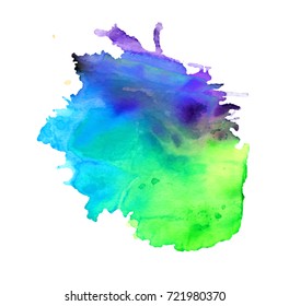Colorful abstract watercolor texture stain with splashes and spatters. Modern creative watercolor background for trendy design.