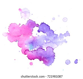 Colorful abstract watercolor texture stain with splashes and spatters. Modern creative watercolor background for trendy design.