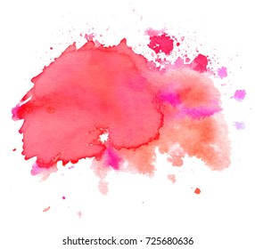 Colorful abstract watercolor texture stain with splashes and spatters. Modern creative watercolor background for trendy design.