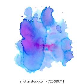 Colorful abstract watercolor texture stain with splashes and spatters. Modern creative watercolor background for trendy design.