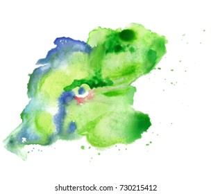Colorful abstract watercolor texture stain with splashes and spatters. Modern creative watercolor background for trendy design.