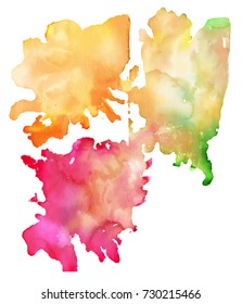 Colorful abstract watercolor texture stain with splashes and spatters. Modern creative watercolor background for trendy design.