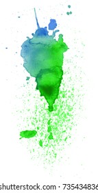 Colorful abstract watercolor texture stain with splashes and spatters. Modern creative watercolor background for trendy design.