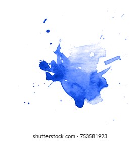 Colorful abstract watercolor texture stain with splashes and spatters. Modern creative watercolor background for trendy design.