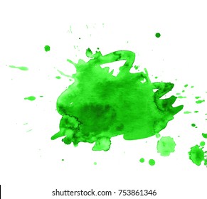 Colorful abstract watercolor texture stain with splashes and spatters. Modern creative watercolor background for trendy design.