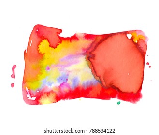 Colorful abstract watercolor texture stain with splashes and spatters. Modern creative watercolor background for trendy design.