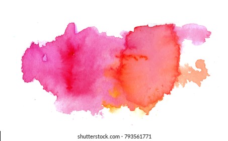 Colorful abstract watercolor texture stain with splashes and spatters. Modern creative watercolor background for trendy design.
