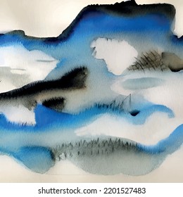 Colorida textura de vectores de acuarela abstracta con salpicaduras y salpicaduras. Moderna acuarela creativa para un diseño moderno. Papel tapiz de arte azul. Papel de fondo acuarela. Splash acuático claro