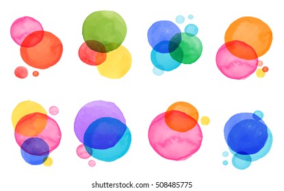 Colorful abstract watercolor, vibrant color stains, backgrounds, elements. For invitations, website themes, banners