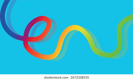 Colorful abstract wave background with flowing rainbow gradient lines, elegant ribbon loop pattern in modern vector design for digital art and creative projects